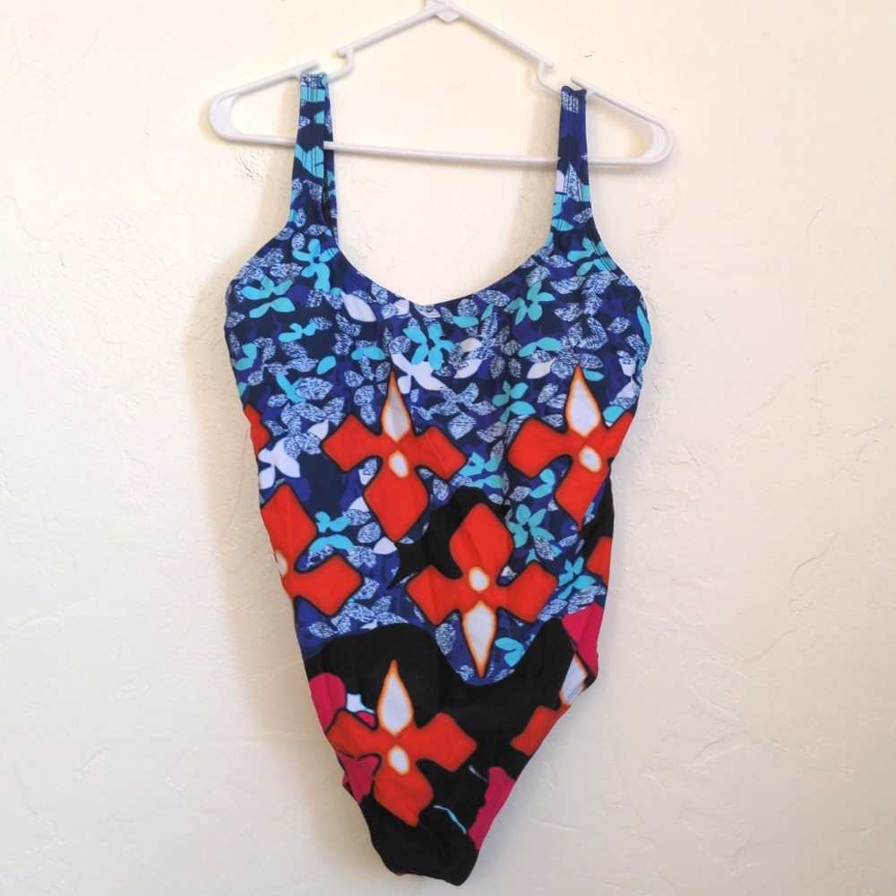 Peter Pilotto Red and Blue One Piece Bathing Suit NWT